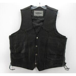 Unik Vest 50 Genuine Leather Jacket Motorcycle Biker Western Snap *
